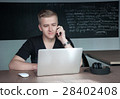 student is preparing for a lecture in classroom 28402408