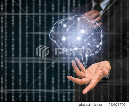 Businessman hand holding the brain over the matrix digital number technology on dark background, technology and innovation concept Businessman hand holding the brain over the matrix digital number technology on dark background, technology and innovation concept 28403702