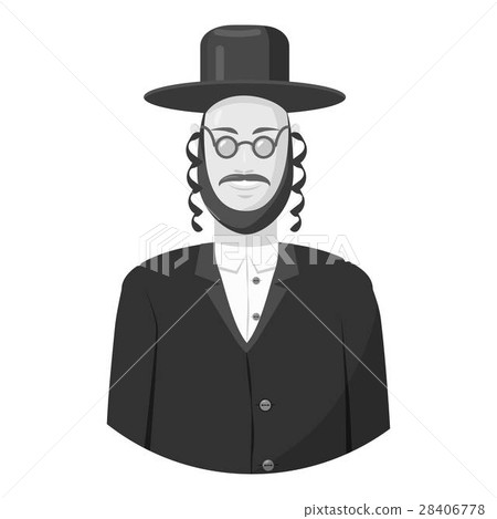 Jew man icon, gray monochrome style 28406778