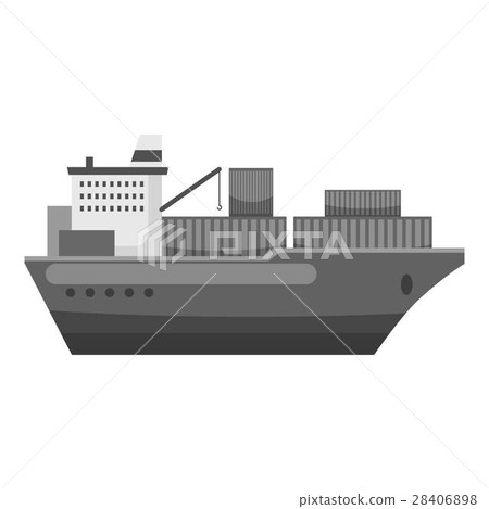 Cargo ship icon, gray monochrome style 28406898