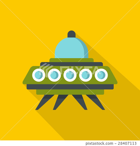 Alien spaceship icon, flat style Alien spaceship icon, flat style 28407113