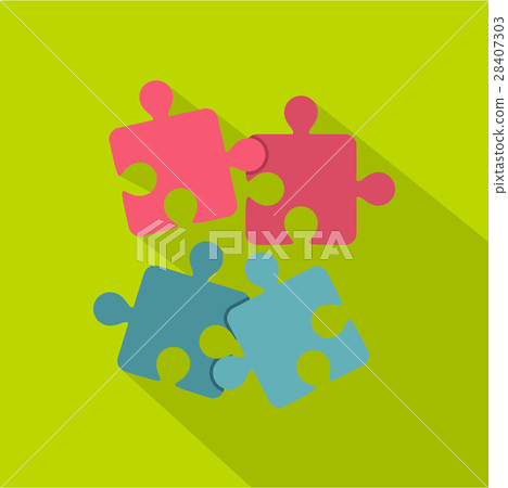 Jigsaw puzzles icon, flat style - Stock Illustration [28407303] - PIXTA