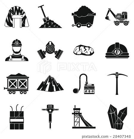 Miner icons set, simple style Miner icons set, simple style 28407348
