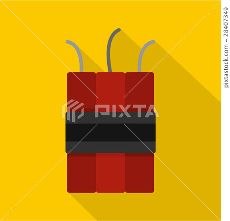 Dynamite explosives icon, flat style 28407349