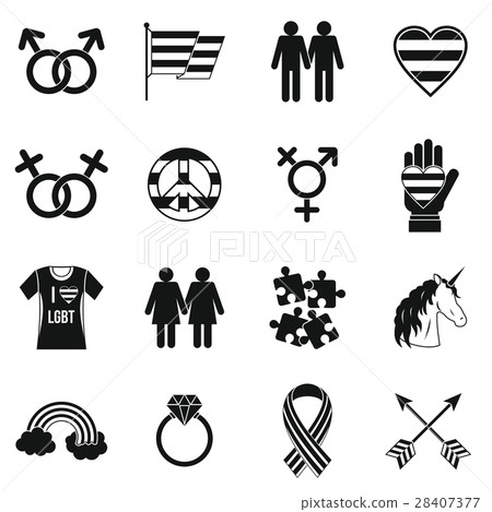 Lgbt icons set, simple style 28407377