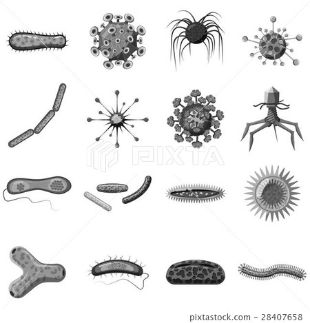 Virus icons set, gray monochrome style Virus icons set, gray monochrome style 28407658