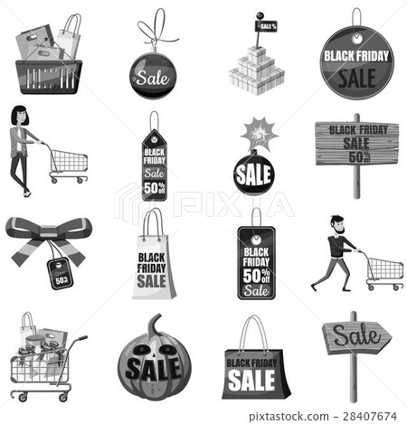 Black Friday icons set, gray monochrome style Black Friday icons set, gray monochrome style 28407674