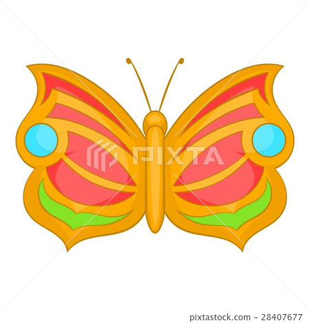 Butterfly with circle on wings icon, cartoon style 28407677