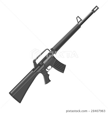Military rifle icon, gray monochrome style 28407963
