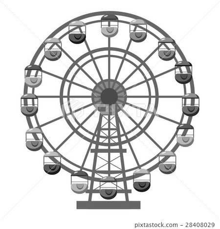 Ferris wheel icon, gray monochrome style 28408029