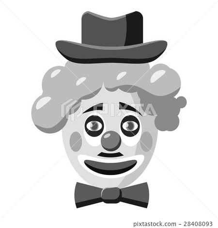 Clown face with hat icon, gray monochrome style 28408093