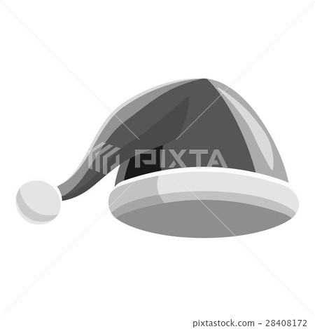 Xmas Santa hat icon, gray monochrome style Xmas Santa hat icon, gray monochrome style 28408172