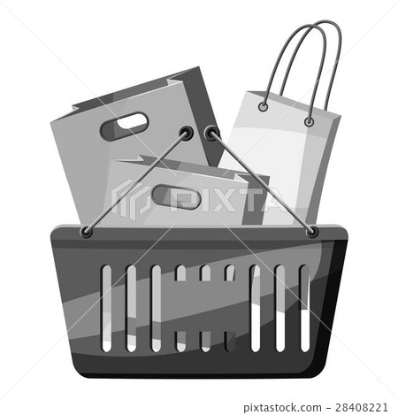 Shopping basket icon, gray monochrome style 28408221