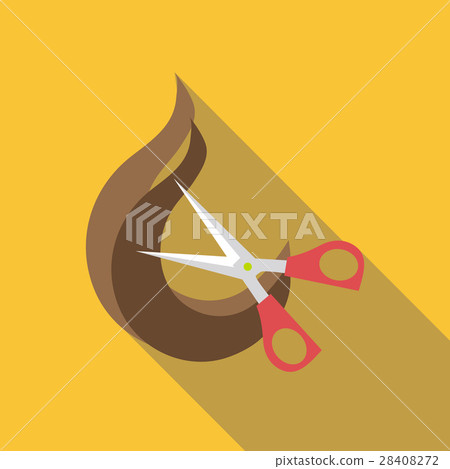 Hairdresser scissors and curl icon, flat style 28408272