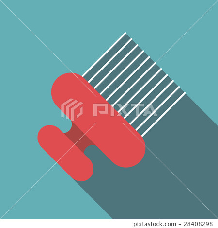 Red vintage hair comb icon, flat style 28408298