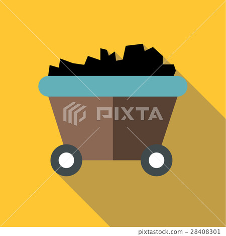Coal or mine trolley icon, flat style 28408301