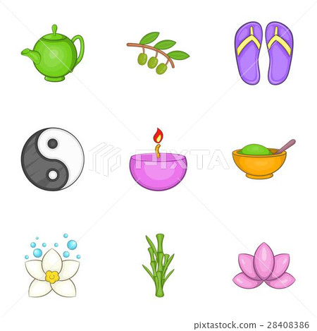 Beauty salon icons set, cartoon style 28408386