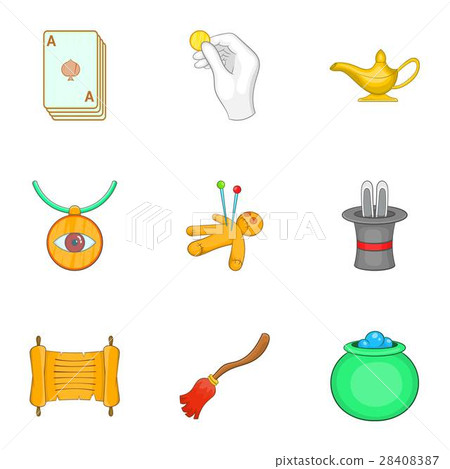Witchery icons set, cartoon style Witchery icons set, cartoon style 28408387