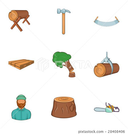 Cutting down trees icons set, cartoon style - Stock Illustration [28408406]  - PIXTA