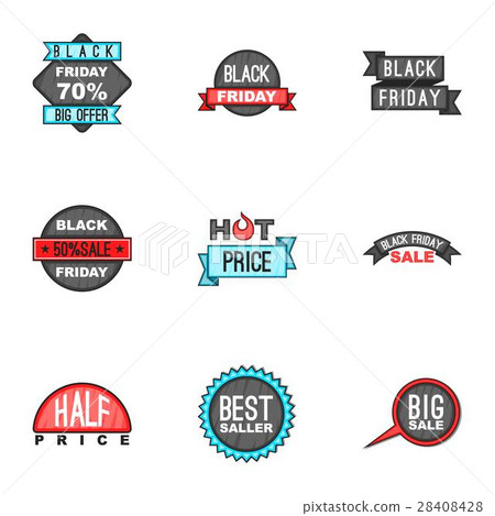 Large discounts icons set, cartoon style 28408428