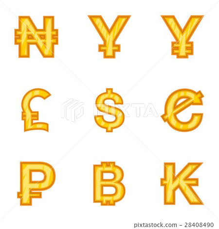Types of money icons set, cartoon style 28408490