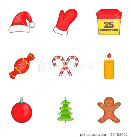 Winter holiday icons set, cartoon style 28408491