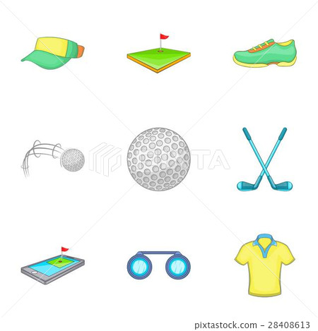 Game of golf icons set, cartoon style 28408613