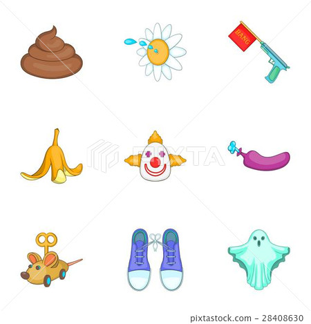 Joke icons set, cartoon style Joke icons set, cartoon style 28408630