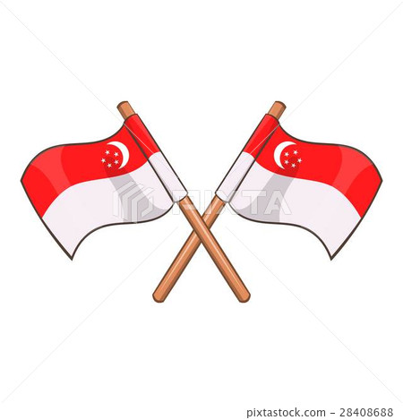 Singapore flag icon, cartoon style 28408688