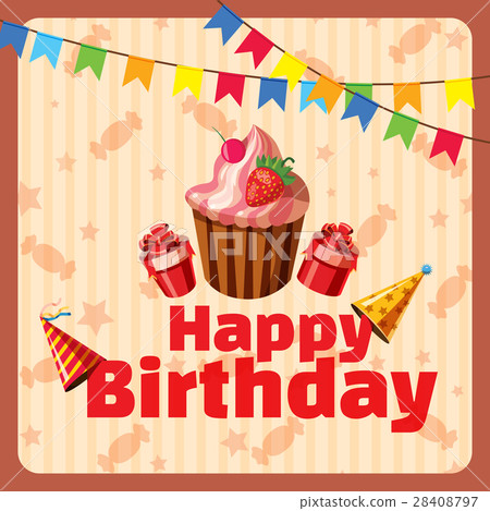 Happy Birthday composition concept, cartoon style 28408797