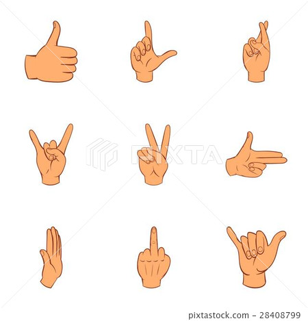 Gesture icons set, cartoon style 28408799