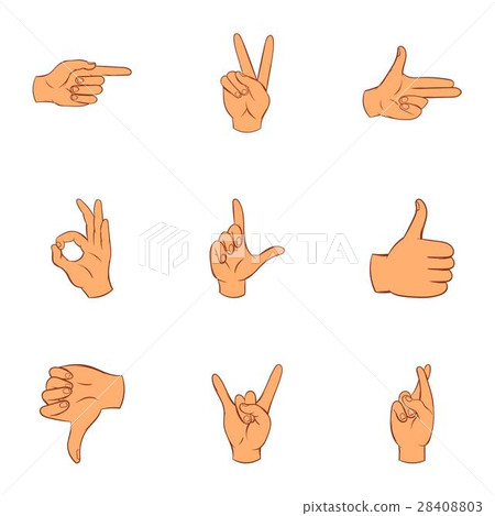 Communication gestures icons set, cartoon style Communication gestures icons set, cartoon style 28408803