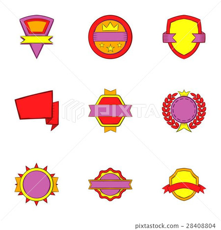 Types tag icons set, cartoon style Types tag icons set, cartoon style 28408804