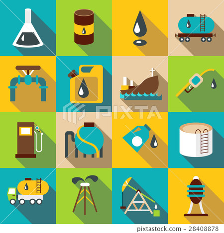 Oil industry icons set, flat style - Stock Illustration [28408878] - PIXTA