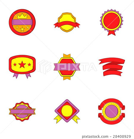 Badge icons set, cartoon style Badge icons set, cartoon style 28408929