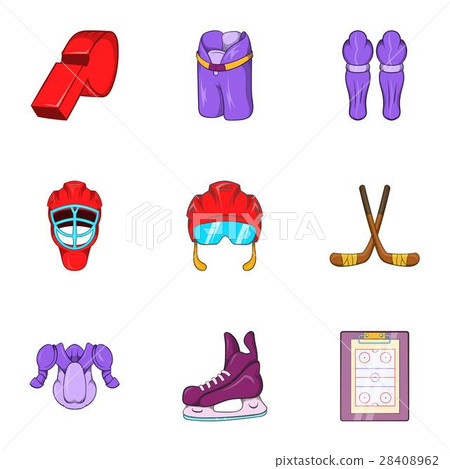 Ice fight icons set, cartoon style 28408962