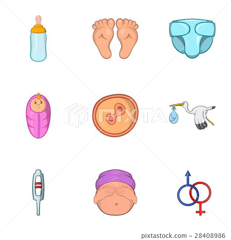 Woman mother icons set, cartoon style Woman mother icons set, cartoon style 28408986