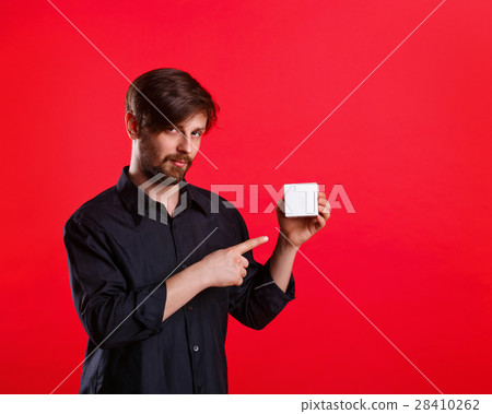 Man holding an empty cube Man holding an empty cube 28410262