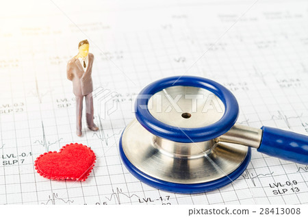 Medical stethoscope and miniature businessman Medical stethoscope and miniature businessman 28413008