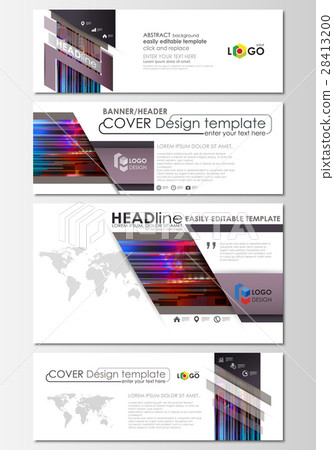 Social Media And Email Headers Set Modern Banners Stock
