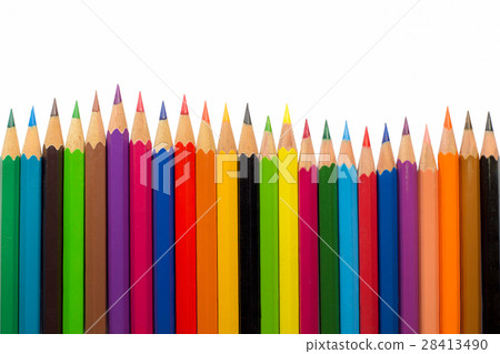 Color crayons isolated on white background 28413490