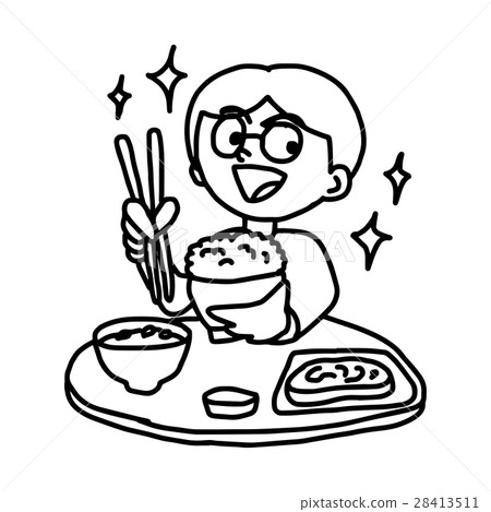 圖庫插圖: man enjoy eating japanese food