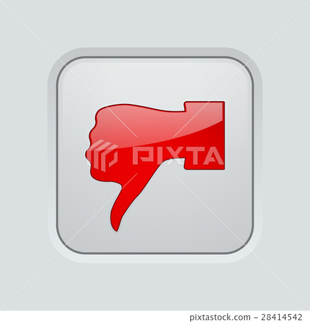 Thumbs down. Red symbol on gray square button Thumbs down. Red symbol on gray square button 28414542