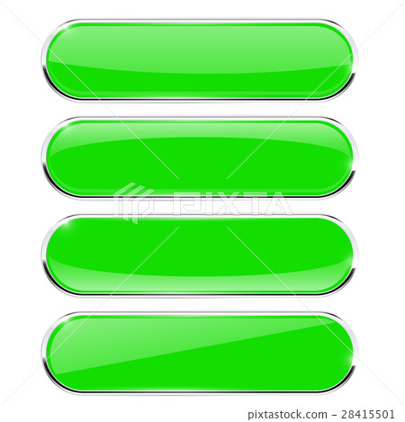Green buttons. Oval shiny web icons with metal 28415501