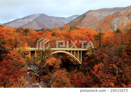 Autumn leaves of Naruko Gora First snow 28415875
