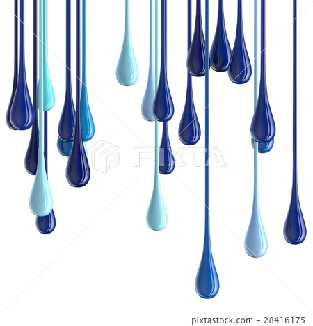 3D blue glossy paint drop blobs 28416175