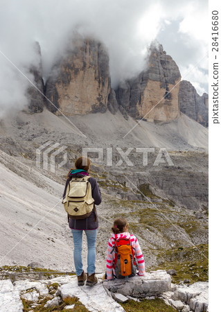 tourist girl at the Dolomites tourist girl at the Dolomites 28416680