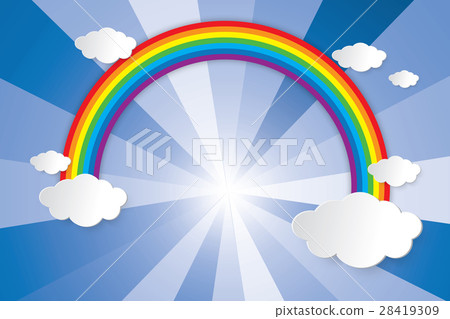 Rainbow on the cloud and summer sun shining Rainbow on the cloud and summer sun shining 28419309