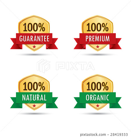 Collection of golden 100% badges Collection of golden 100% badges 28419333