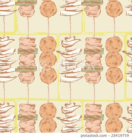 Yakitori seamless pattern (Negima, Tsukune, Nankotsu) 28419759
